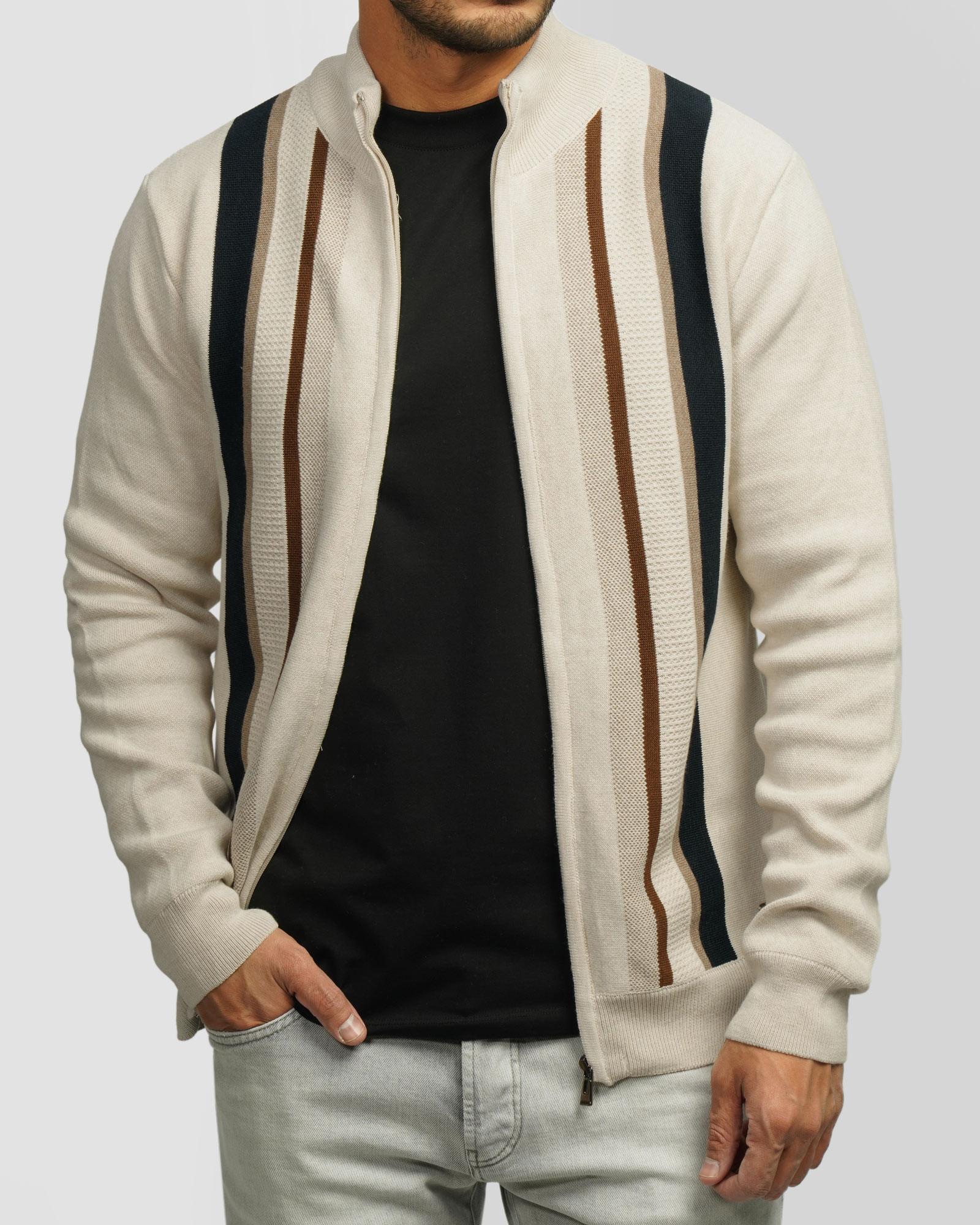 سویشرت بافت مردانه کرم 84476132