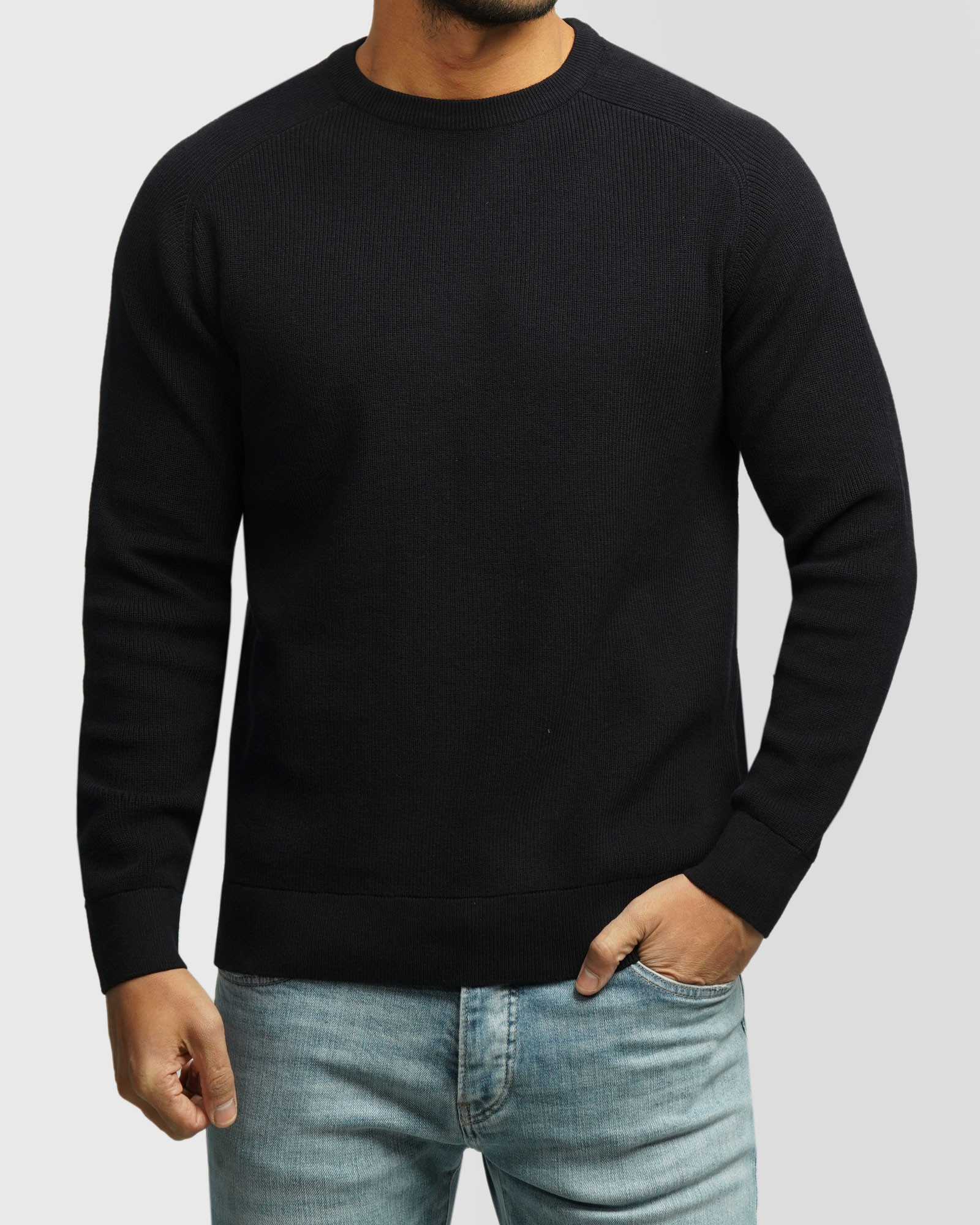 خرید و قیمت پلیور بافت یقه گرد مردانه سرمه ای 84442180