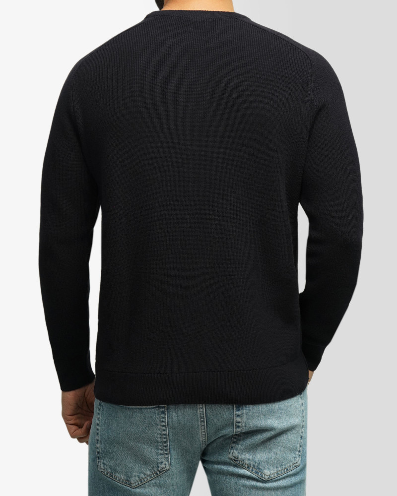 خرید و قیمت پلیور بافت یقه گرد مردانه سرمه ای 84442180