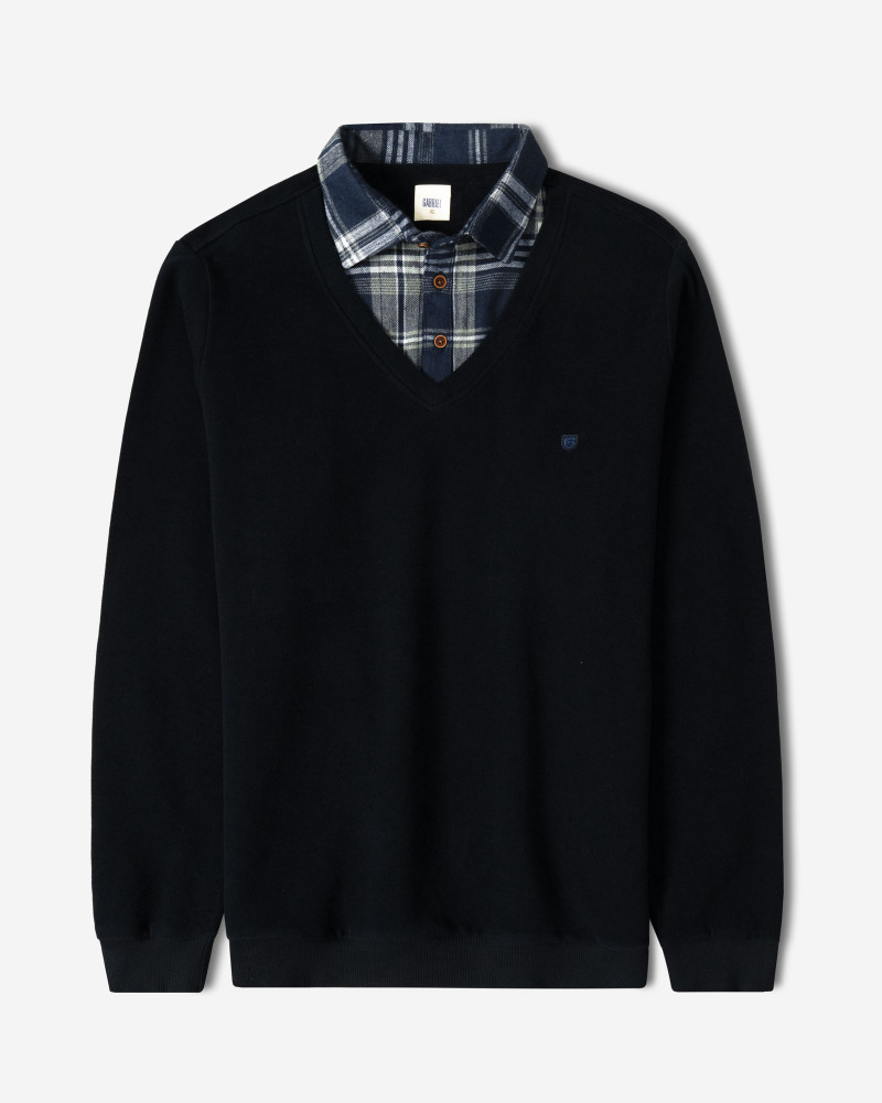 خرید و قیمت پلیور یقه پیراهنی مردانه سرمه ای 24488150