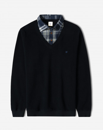 خرید و قیمت پلیور یقه پیراهنی مردانه سرمه ای 24488150