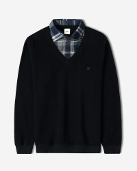 خرید و قیمت پلیور یقه پیراهنی مردانه سرمه ای 24488150