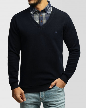 خرید و قیمت پلیور یقه پیراهنی مردانه سرمه ای 24488150