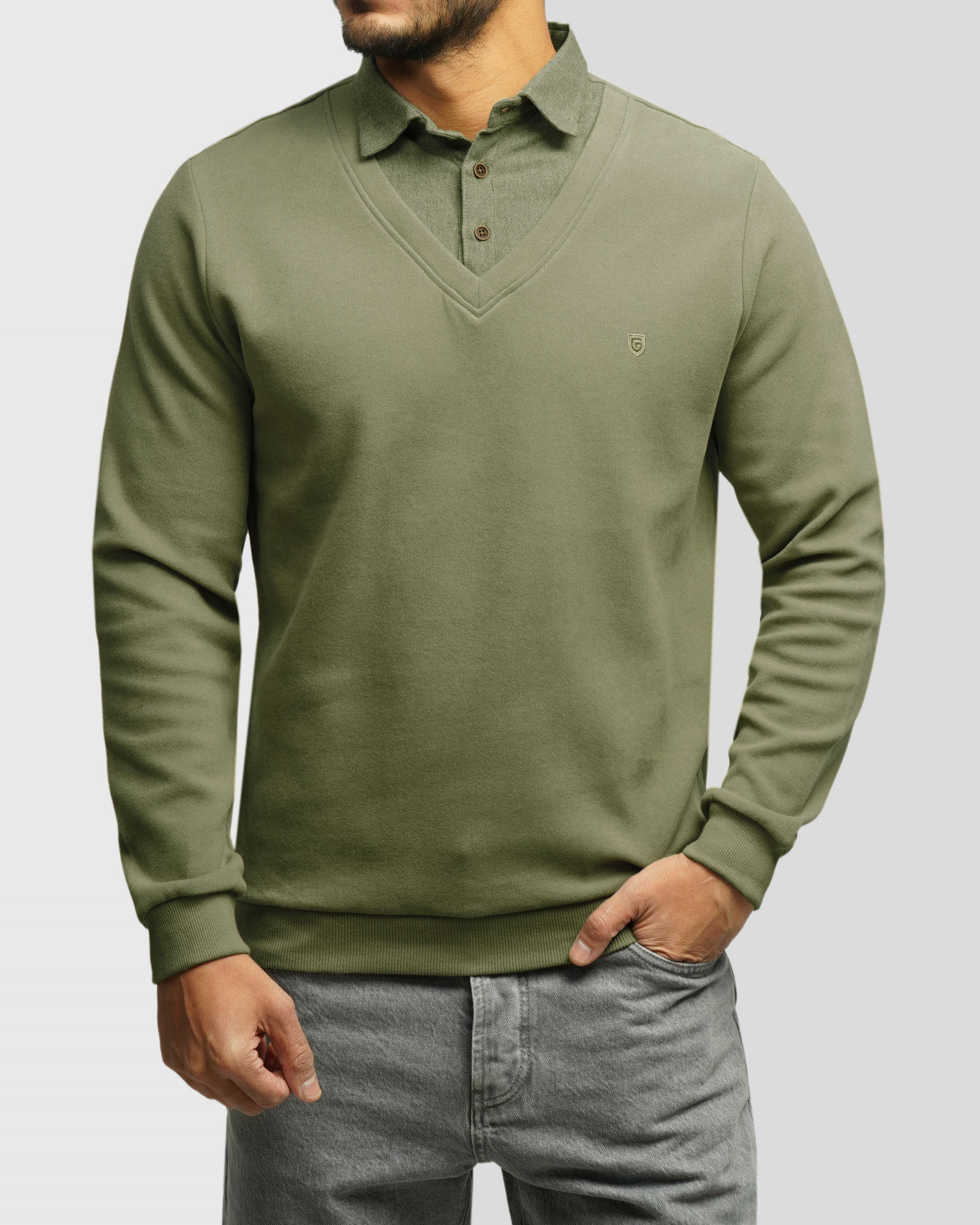 خرید و قیمت پلیور یقه پیراهنی مردانه سبز 24488147