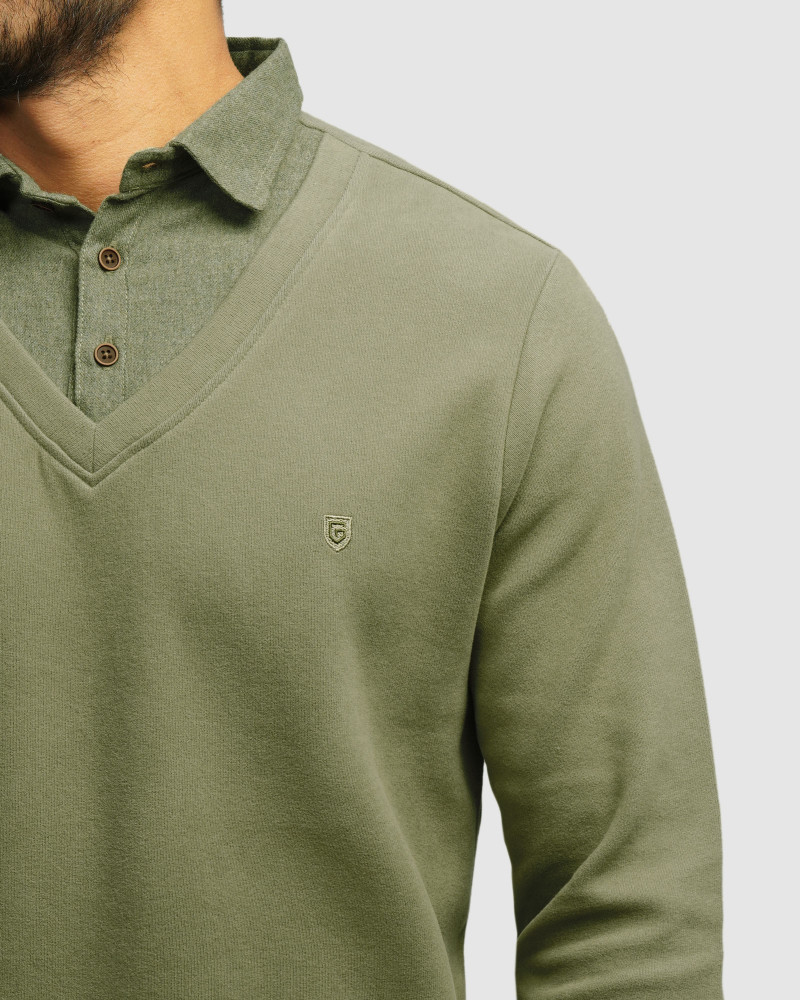 خرید و قیمت پلیور یقه پیراهنی مردانه سبز 24488147