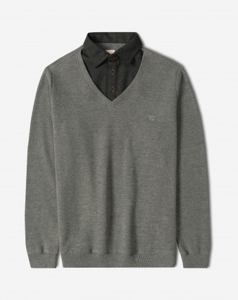 خرید و قیمت پلیور یقه پیراهنی مردانه خاکستری 24488147