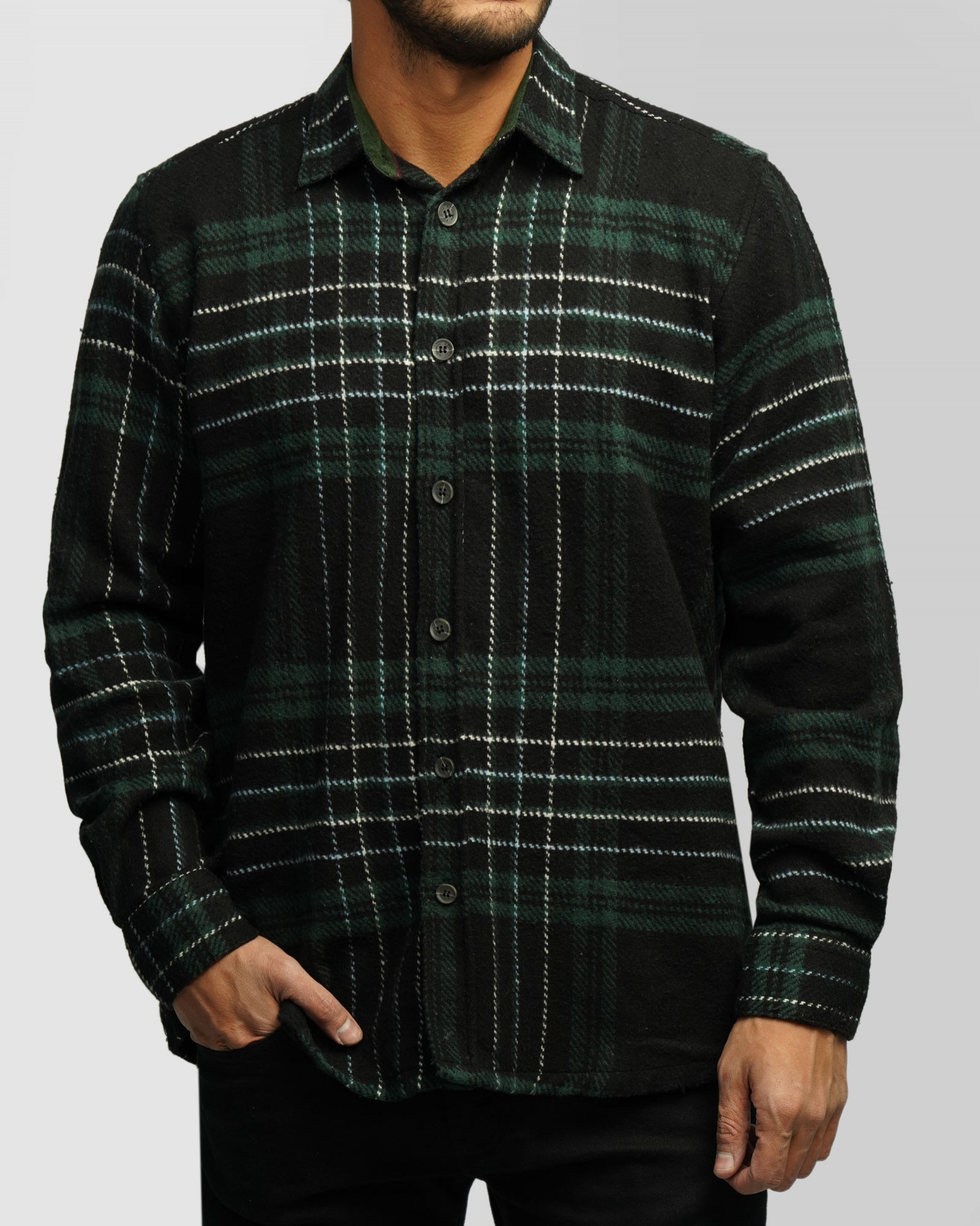 پیراهن ضخیم مردانه سبز تیره 24452334