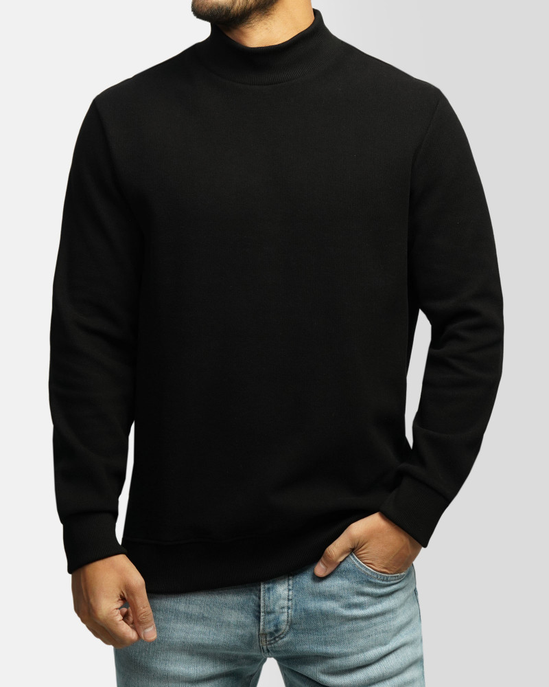 خرید و قیمت پلیور یقه 5 سانت ساده مردانه مشکی 24450110