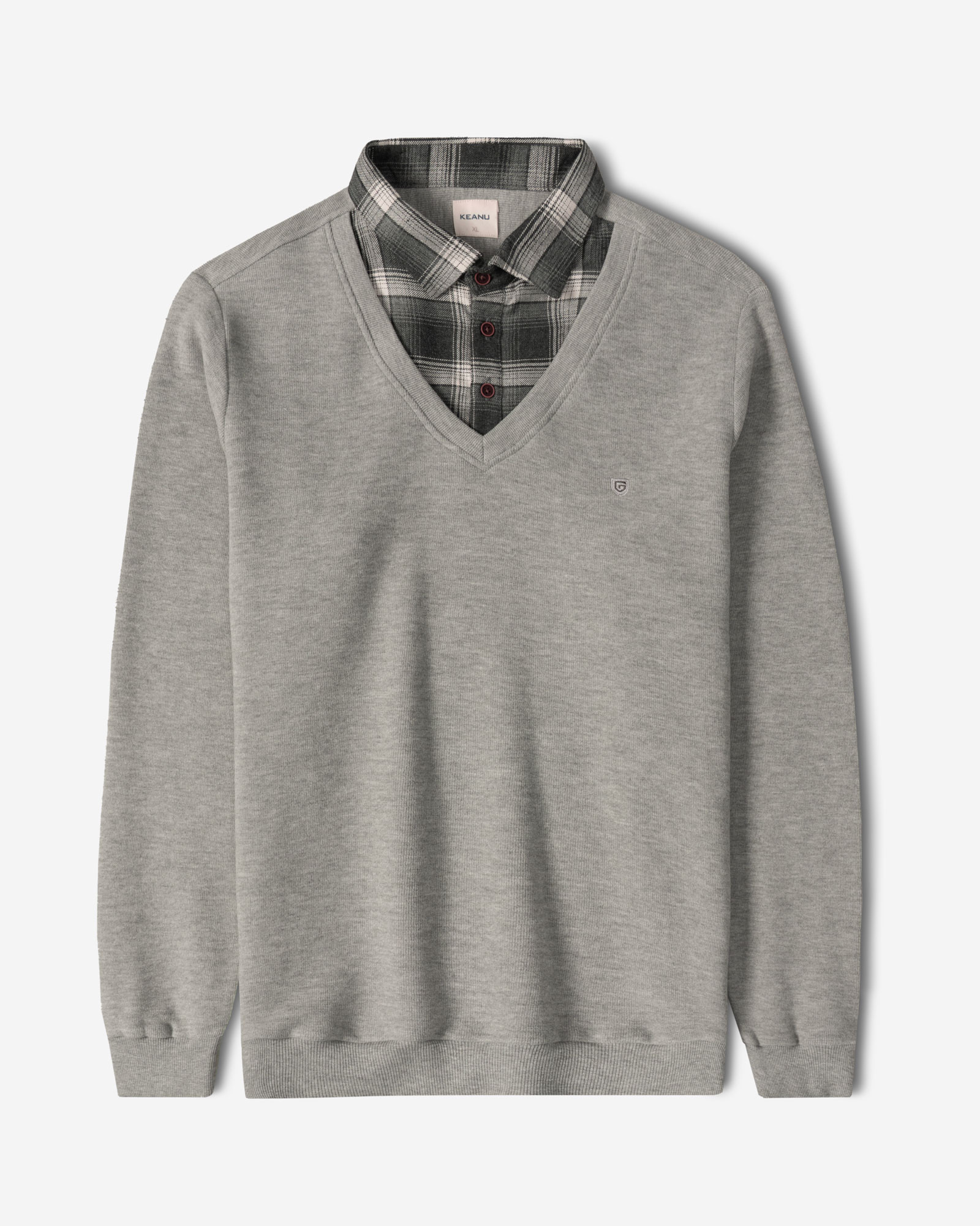 خرید و قیمت پلیور یقه پیراهنی ساده طوسی روشن 23488142