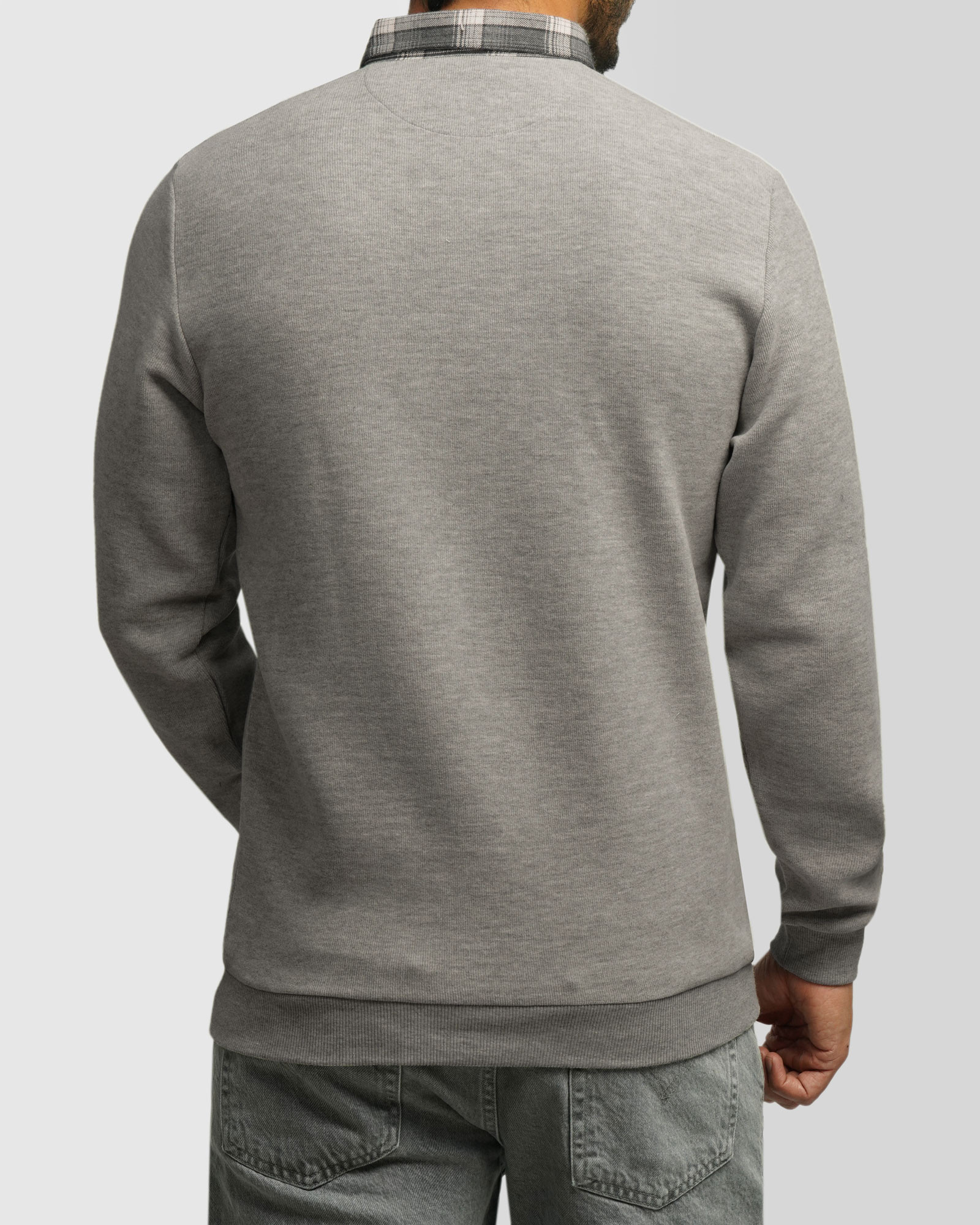 خرید و قیمت پلیور یقه پیراهنی ساده طوسی روشن 23488142