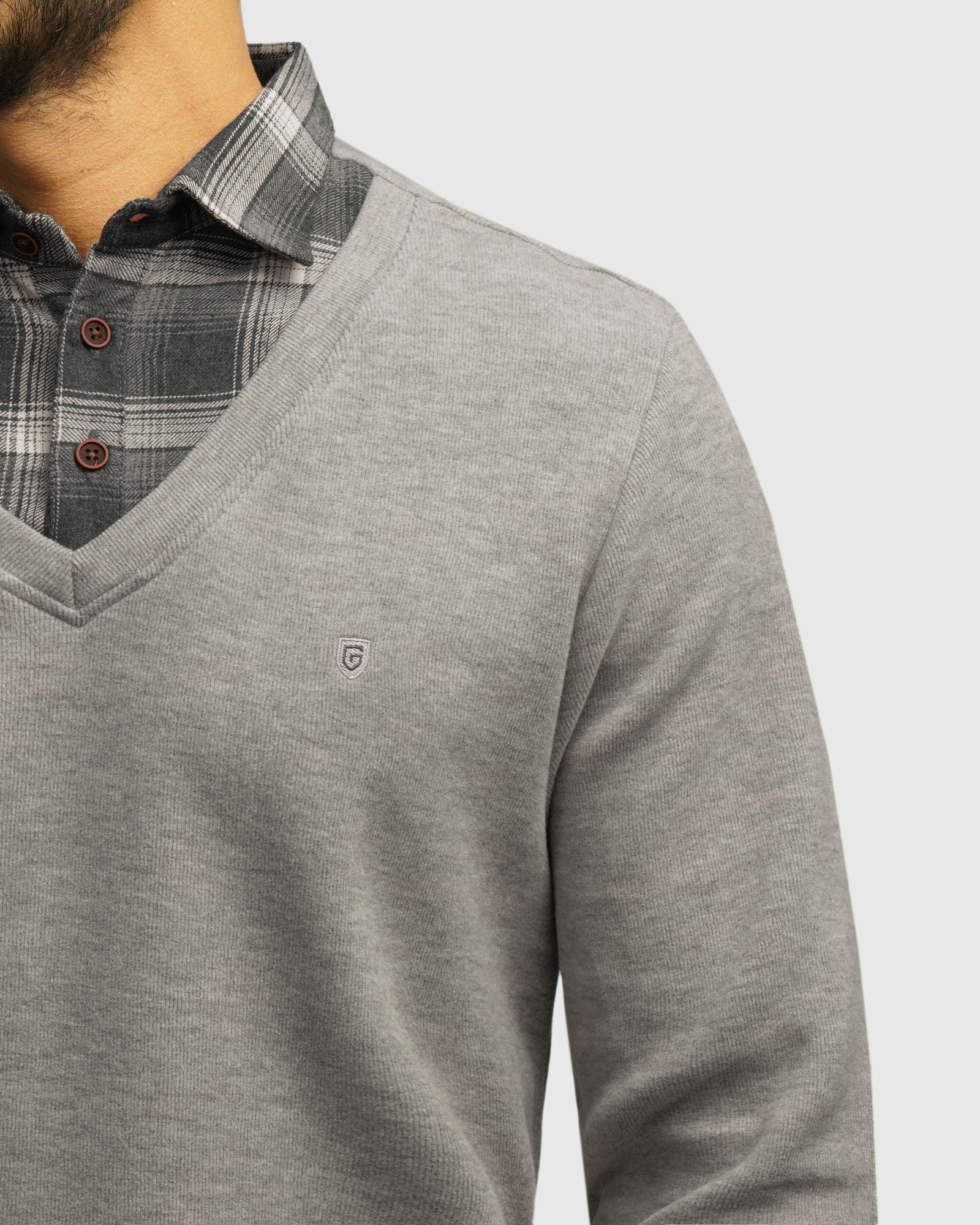 خرید و قیمت پلیور یقه پیراهنی ساده طوسی روشن 23488142