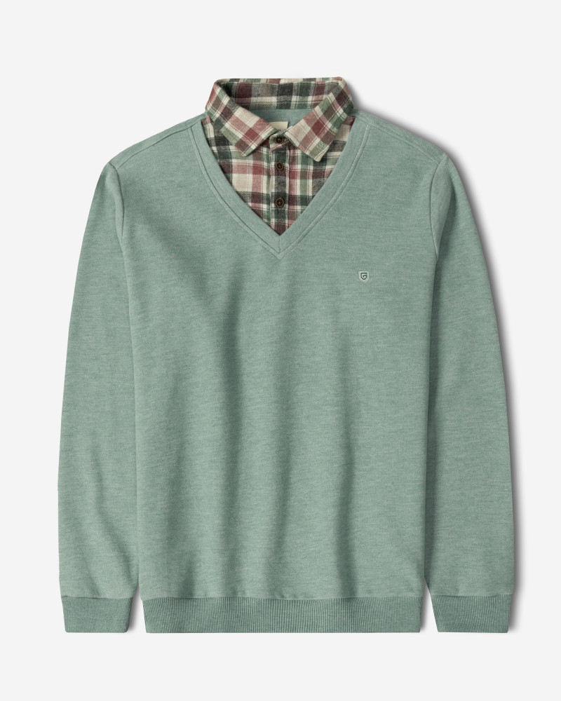 خرید و قیمت پلیور یقه پیراهنی سبز روشن 23388138