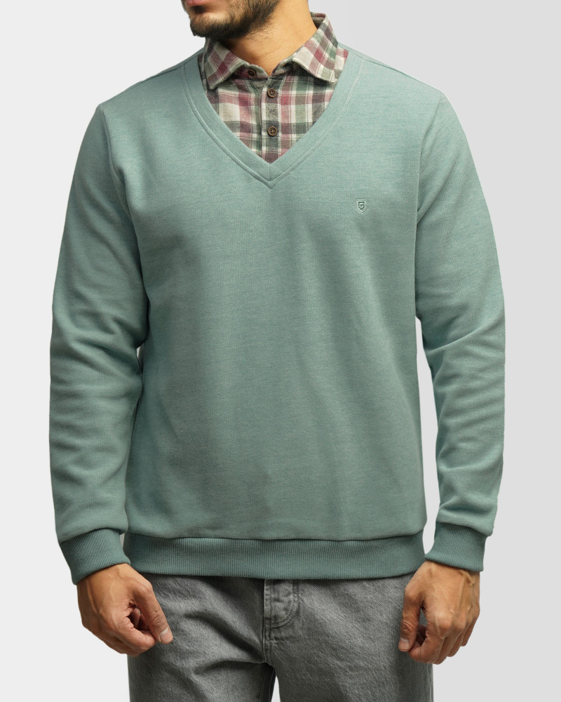 خرید و قیمت پلیور یقه پیراهنی سبز روشن 23388138