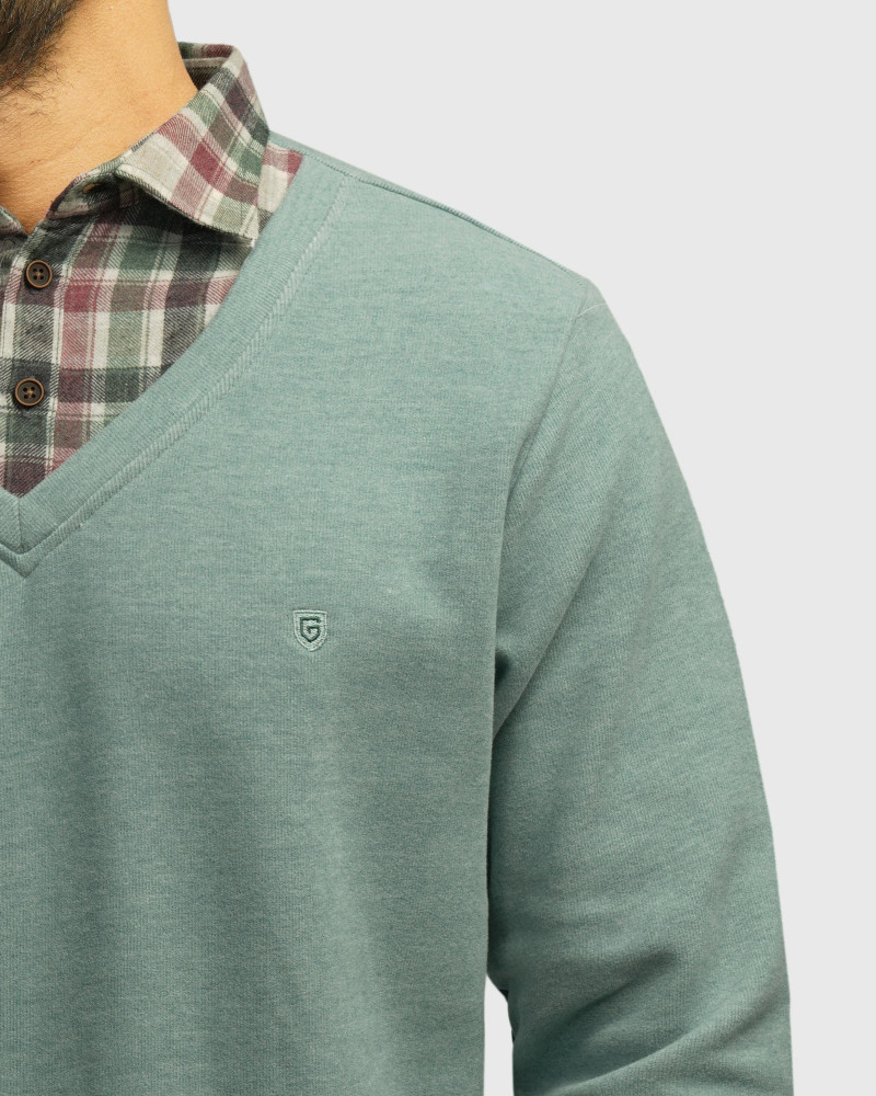 خرید و قیمت پلیور یقه پیراهنی سبز روشن 23388138