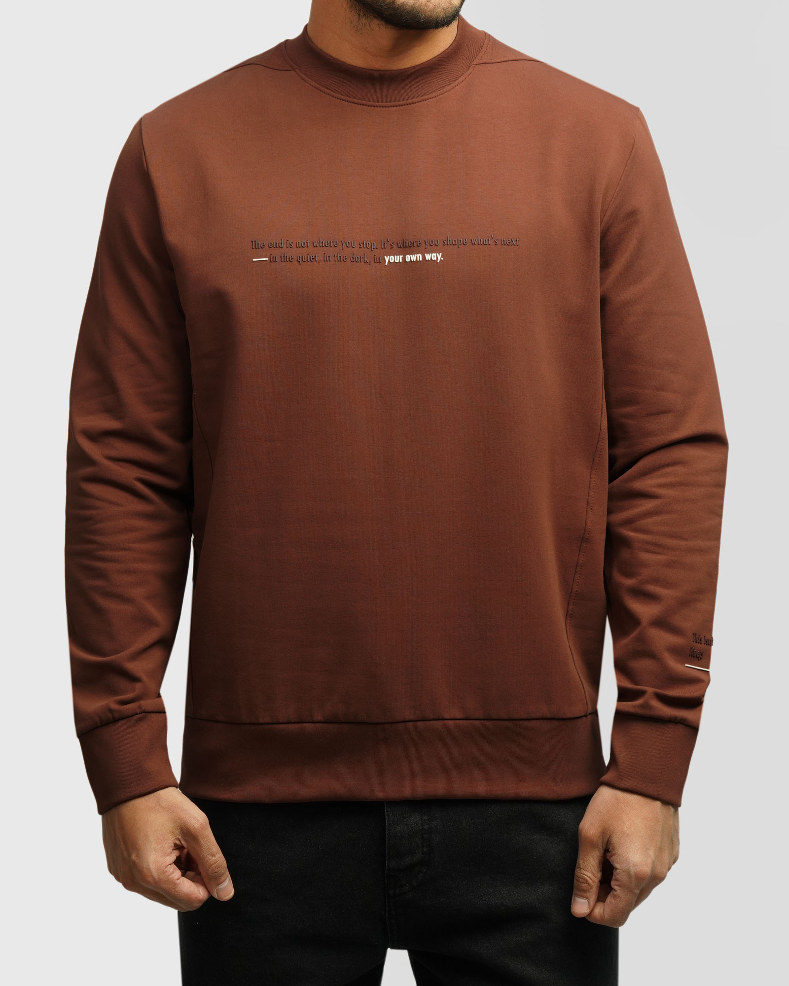 خرید و قیمت تیشرت آستین بلند یقه گرد مردانه قهوه ای 24428154