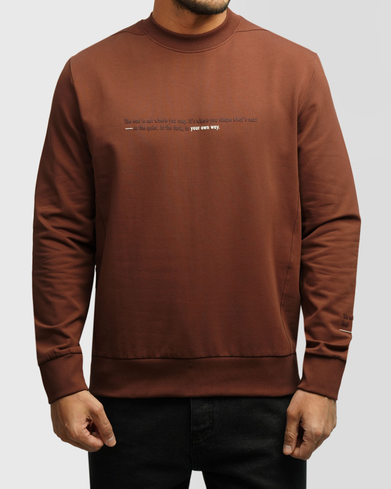 خرید و قیمت تیشرت آستین بلند یقه گرد مردانه قهوه ای 24428154