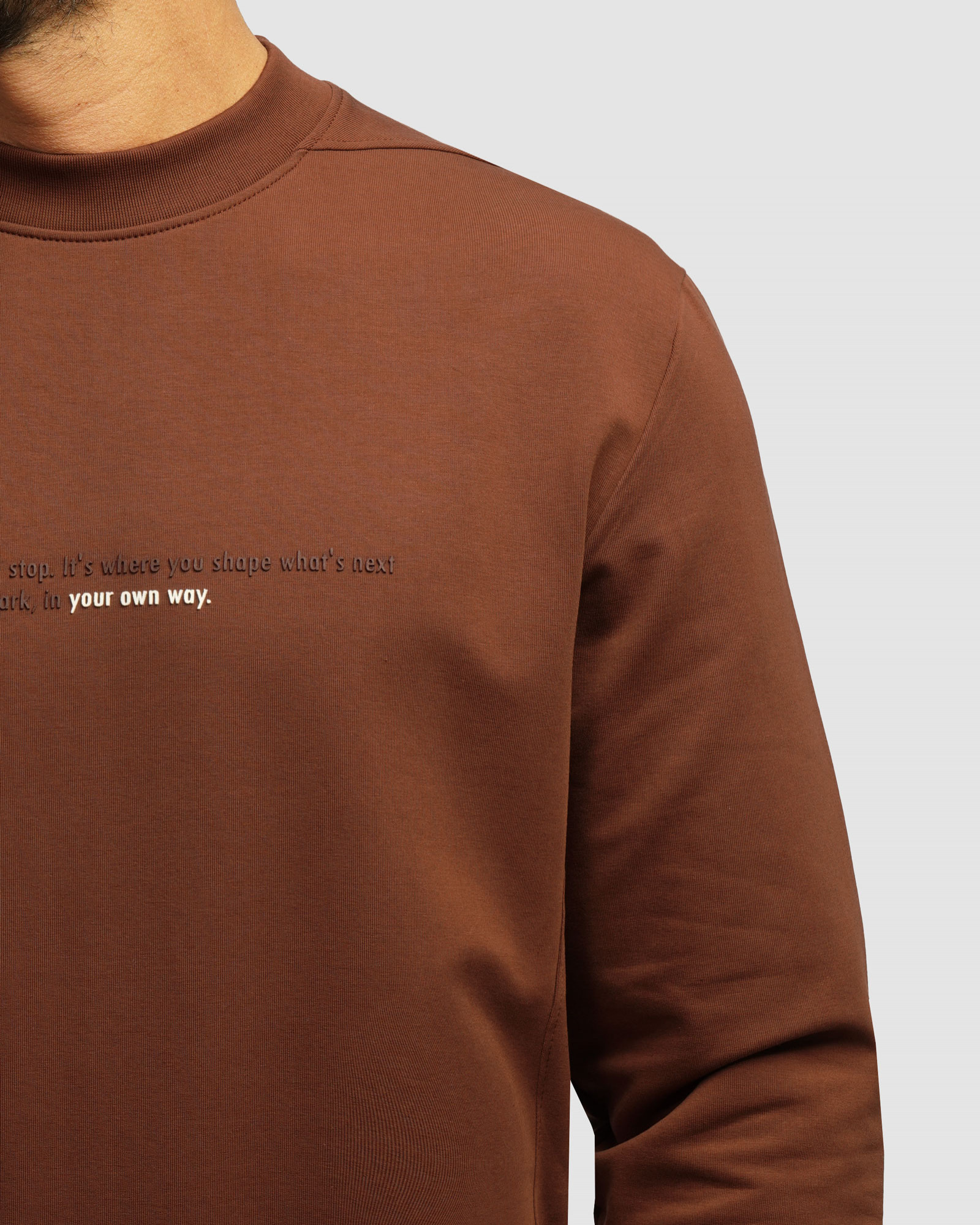 خرید و قیمت تیشرت آستین بلند یقه گرد مردانه قهوه ای 24428154