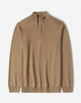پلیور بافت نیم زیپ مردانه کرم 24341137