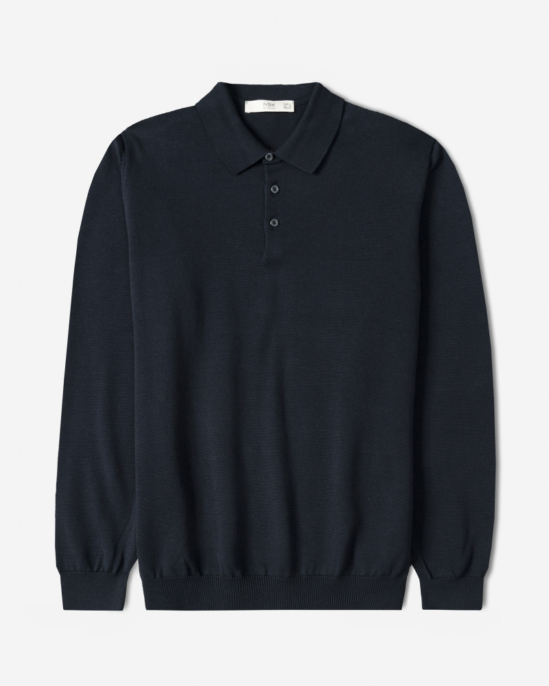 خرید و قیمت پولوشرت آستین بلند مردانه سرمه ای 24486131