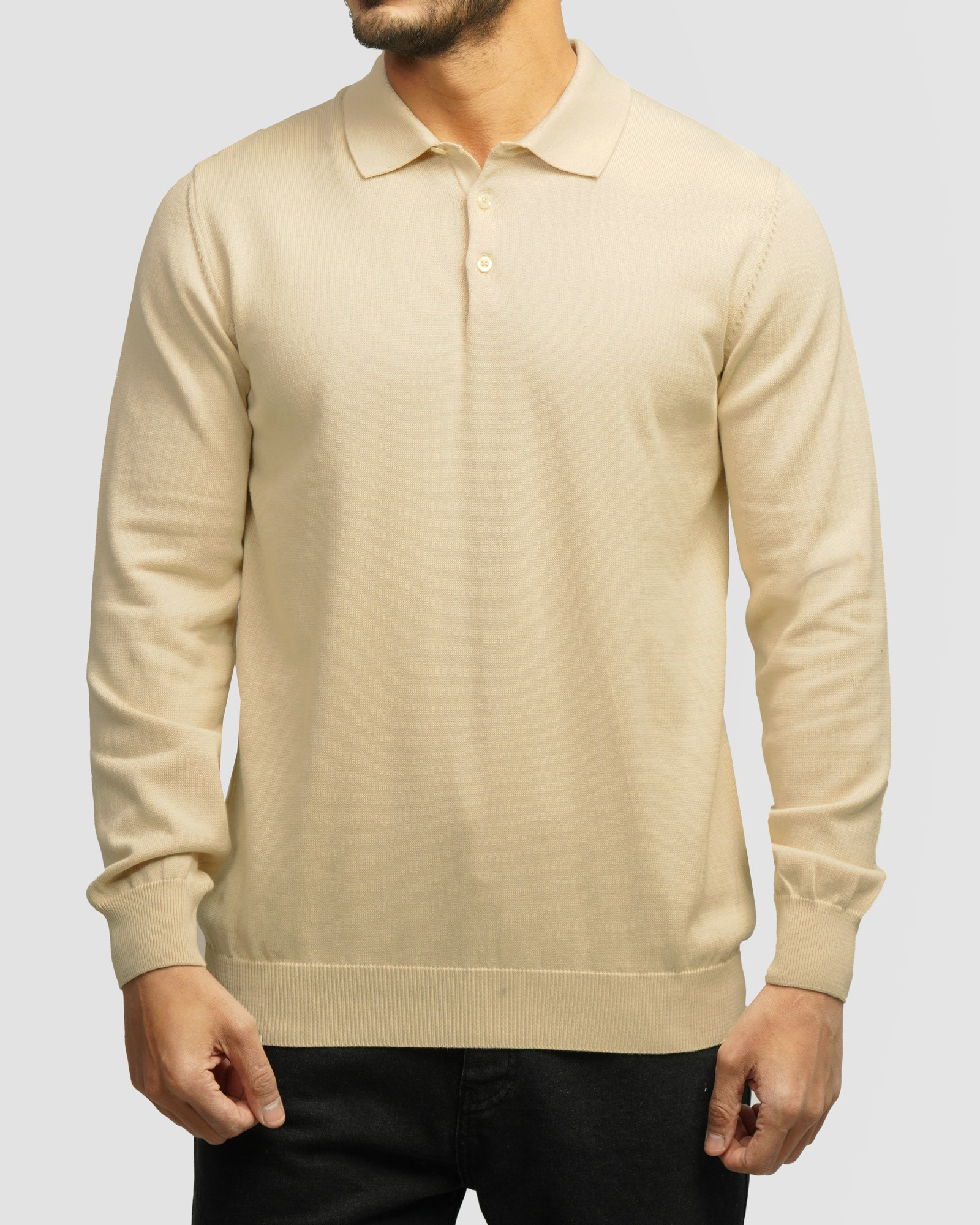 خرید و قیمت پولوشرت آستین بلند مردانه کرم 24486131