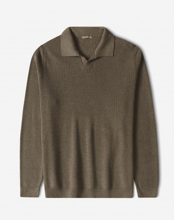 خرید و قیمت پولوشرت آستین بلند مردانه قهوه ای 84486133