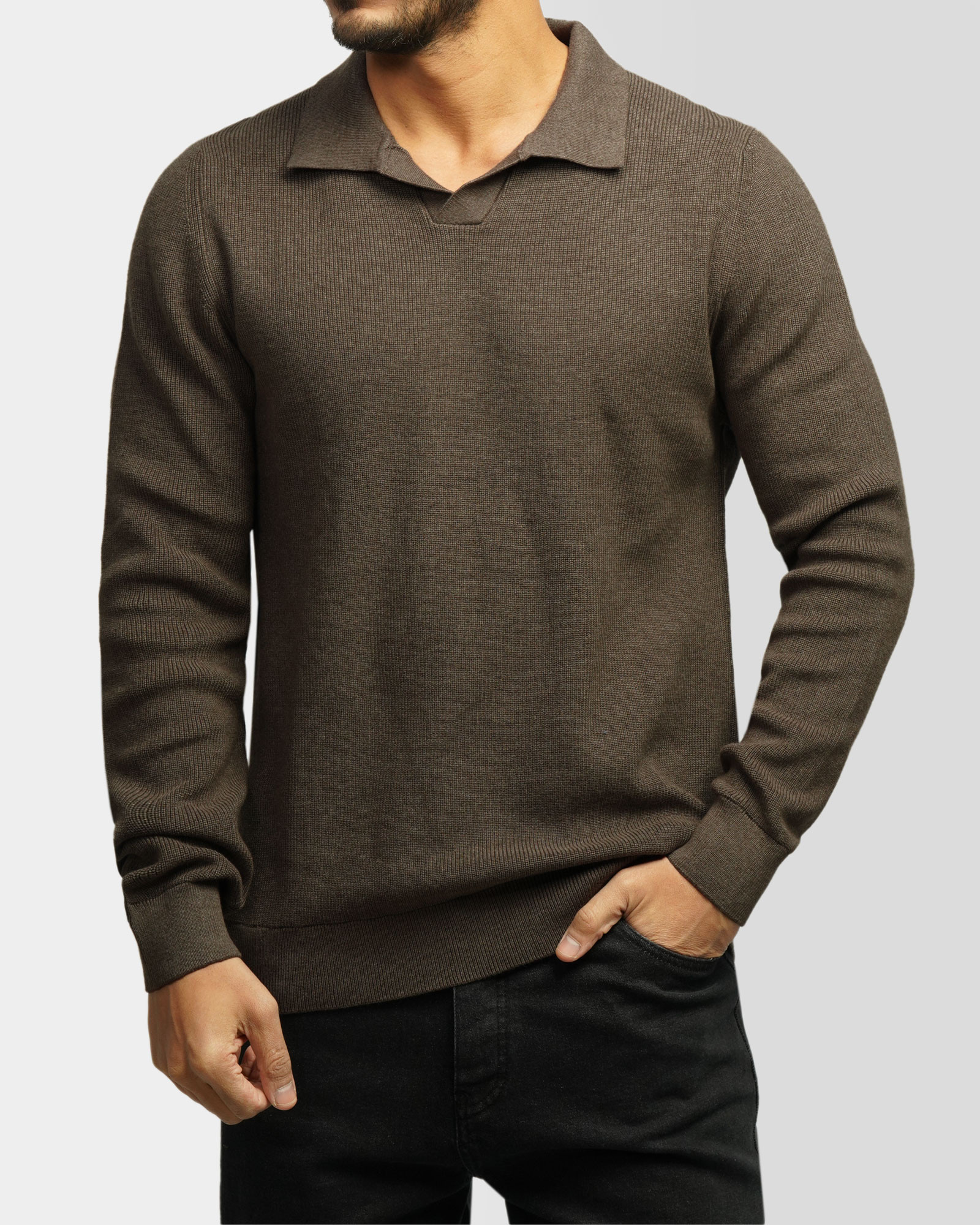 خرید و قیمت پولوشرت آستین بلند مردانه قهوه ای 84486133