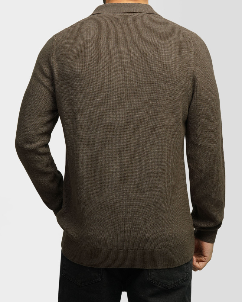 خرید و قیمت پولوشرت آستین بلند مردانه قهوه ای 84486133