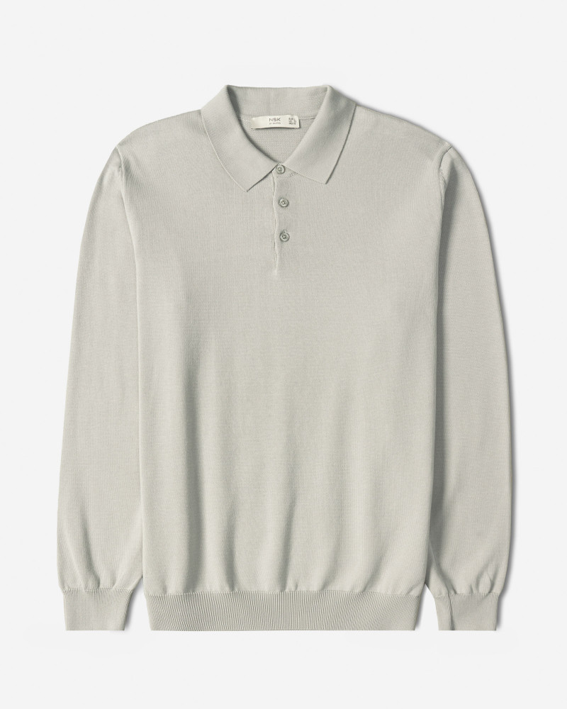 خرید و قیمت پولوشرت آستین بلند مردانه طوسی 24486131