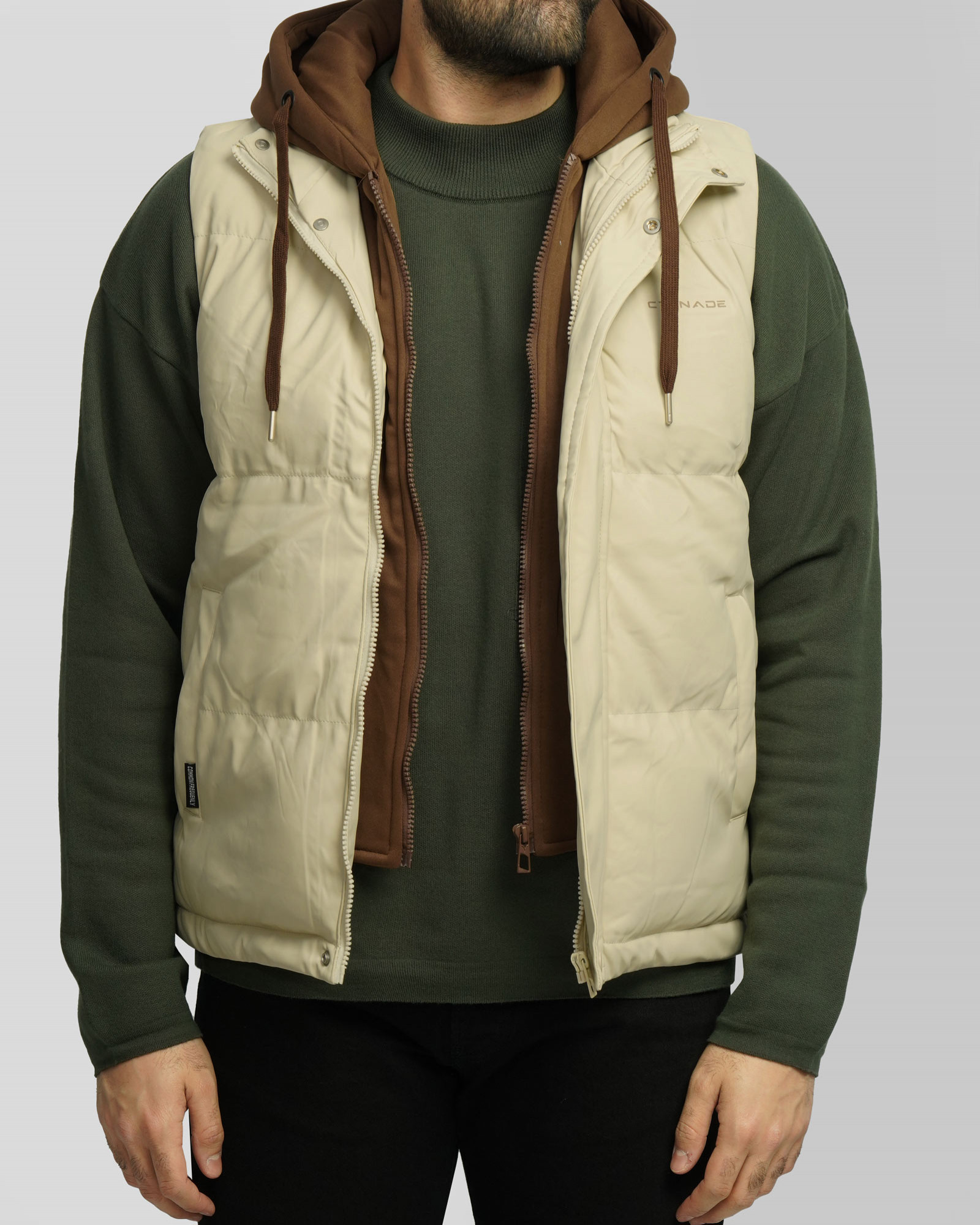 پافر مردانه کلاه دار کرم 24453189