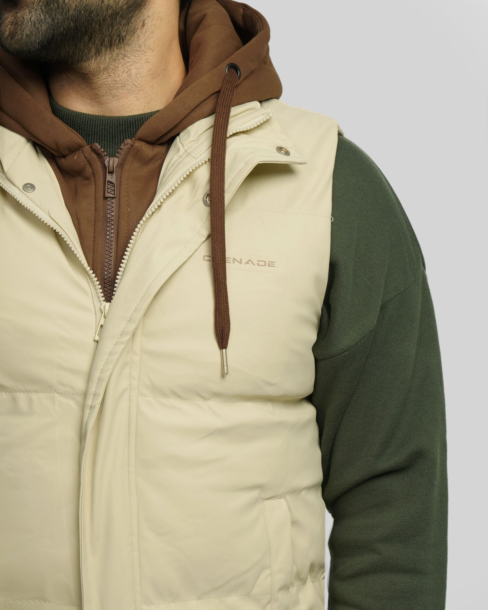 پافر مردانه کلاه دار کرم 24453189