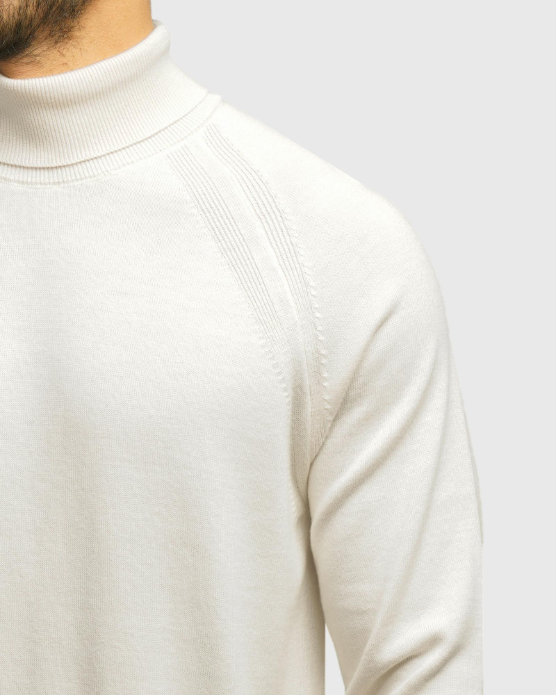 خرید و قیمت پلیور بافت یقه اسکی مردانه کرم روشن 24479124