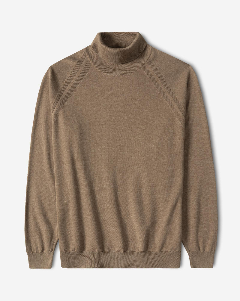 خرید و قیمت پلیور بافت یقه اسکی مردانه کرم تیره 24479124