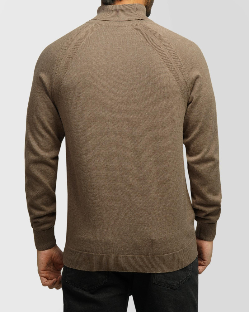 خرید و قیمت پلیور بافت یقه اسکی مردانه کرم تیره 24479124