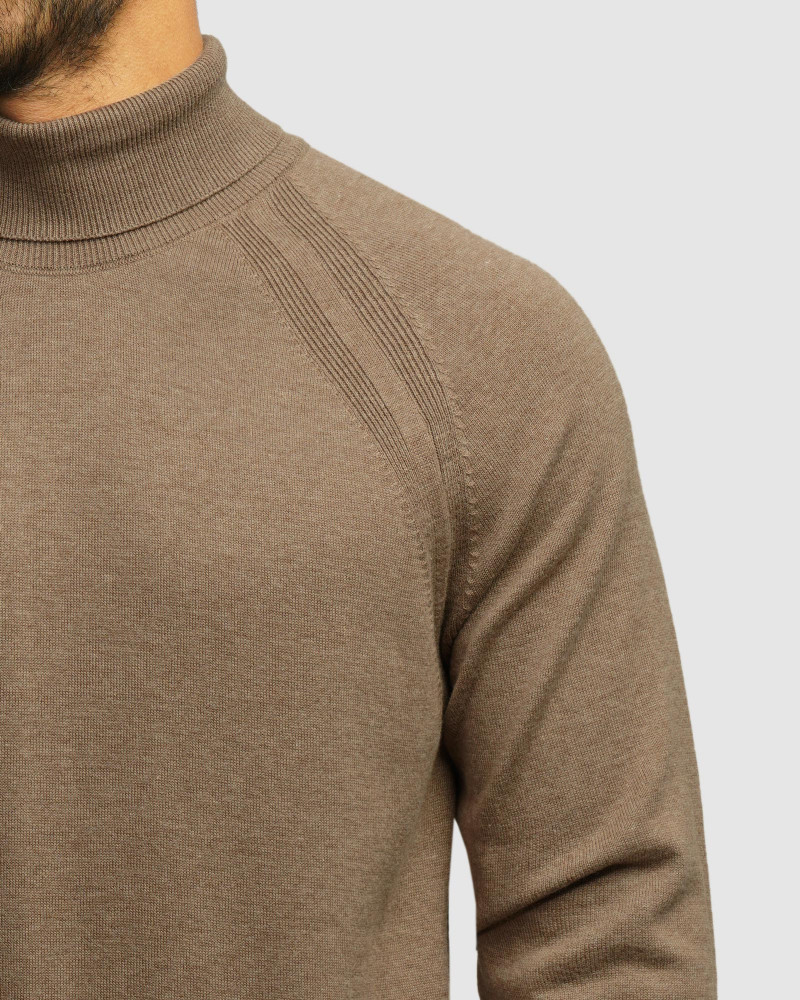 خرید و قیمت پلیور بافت یقه اسکی مردانه کرم تیره 24479124