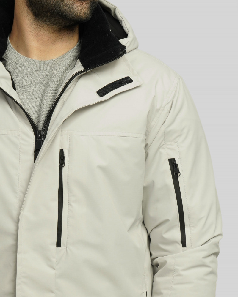 کاپشن مردانه کلاه دار طوسی روشن 24416421