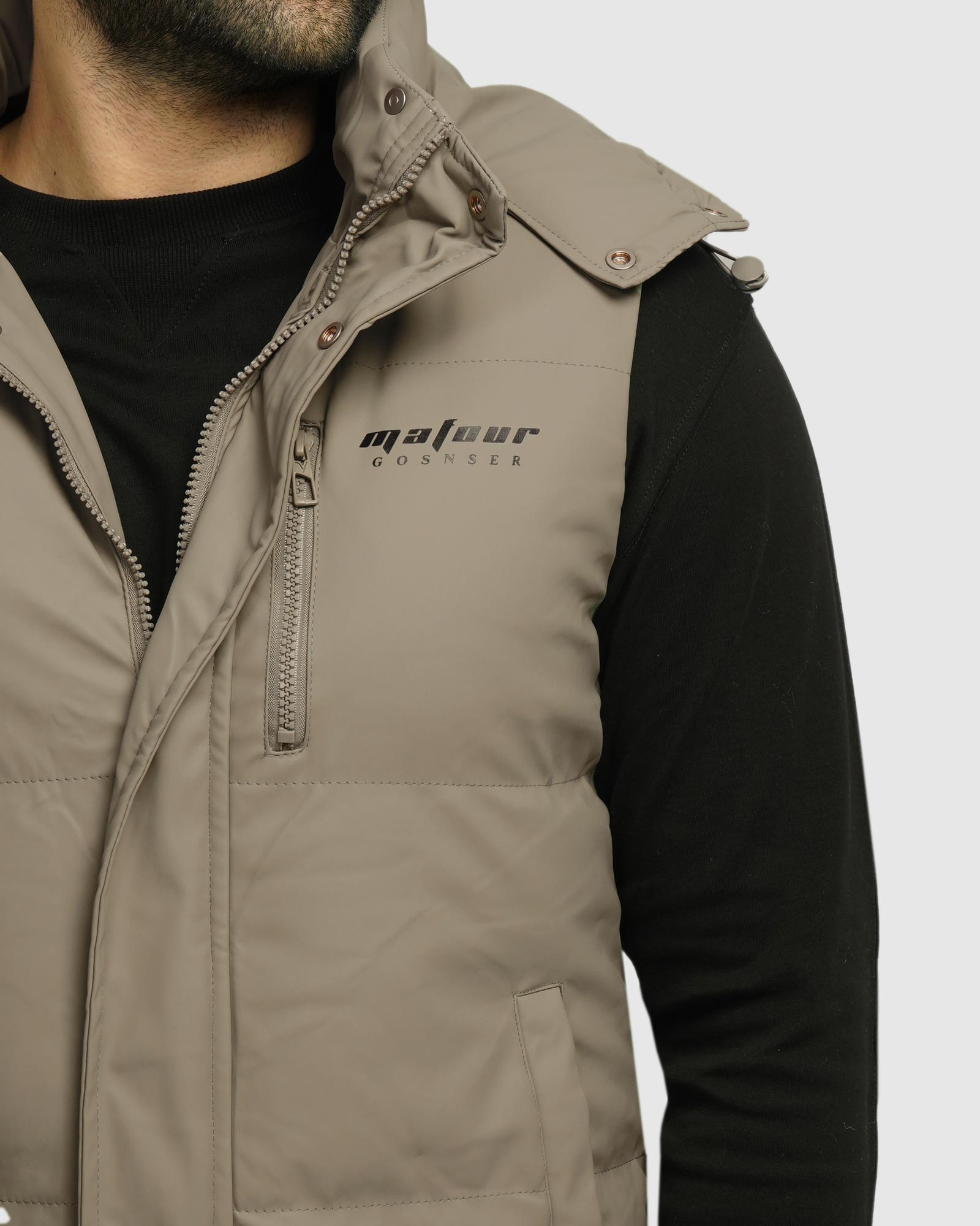 خرید و قیمت پافر مردانه کلاه دار طوسی 24453190