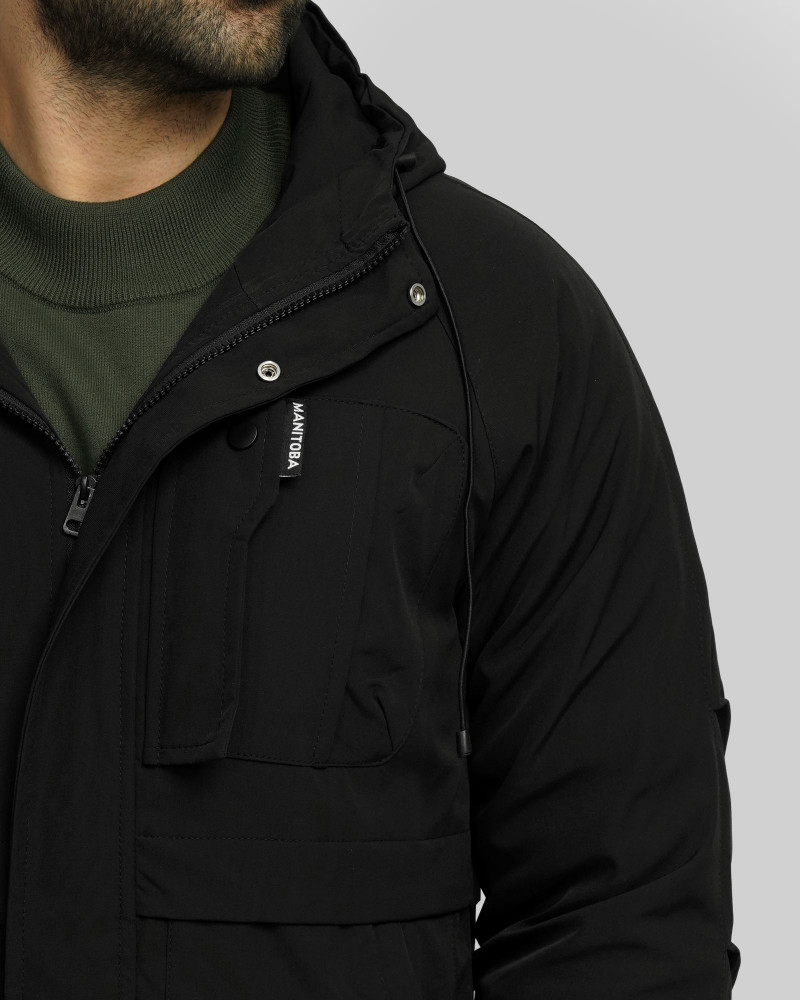 کاپشن مردانه کلاه دار مشکی 24416418