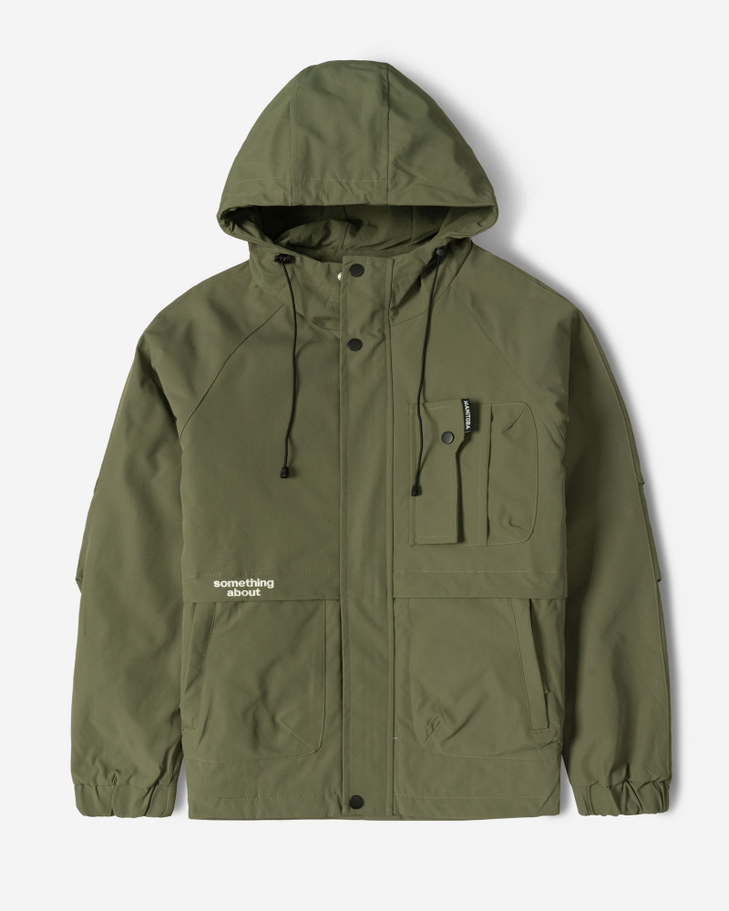 کاپشن مردانه کلاه دار سبز 24416418