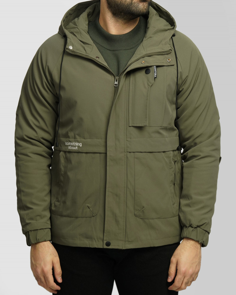 کاپشن مردانه کلاه دار سبز 24416418