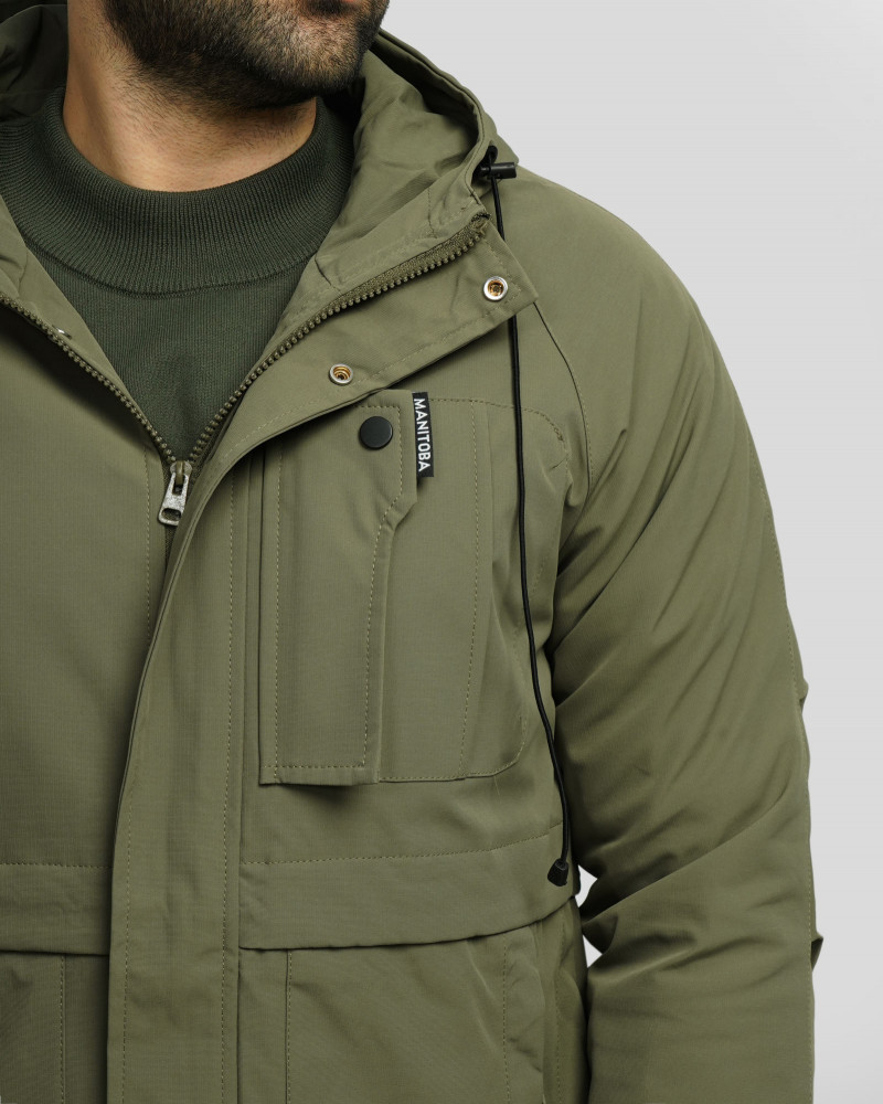 کاپشن مردانه کلاه دار سبز 24416418