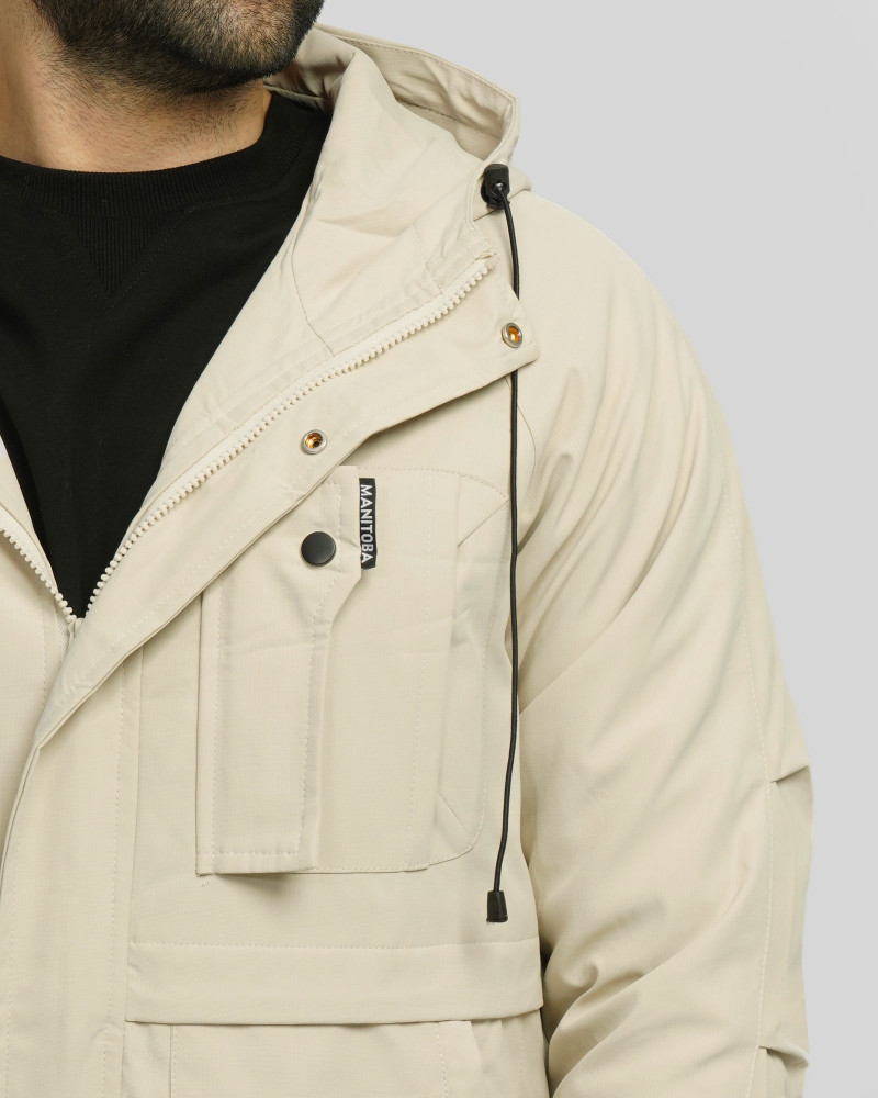 کاپشن مردانه کلاه دار کرم 24416418