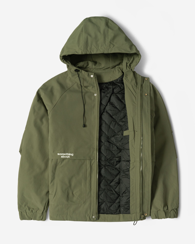 کاپشن مردانه کلاه دار سبز 24416418