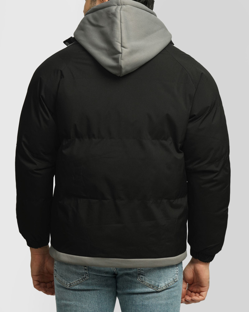 کاپشن مردانه کلاه دار مشکی 24416419