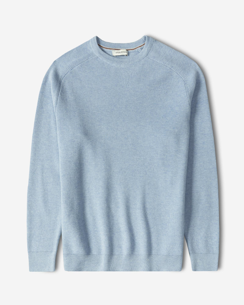 خرید و قیمت پلیور بافت یقه گرد مردانه آبی روشن 84442180