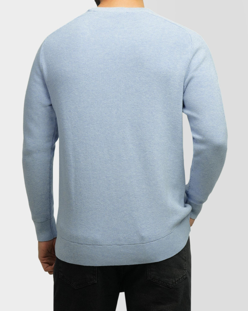خرید و قیمت پلیور بافت یقه گرد مردانه آبی روشن 84442180