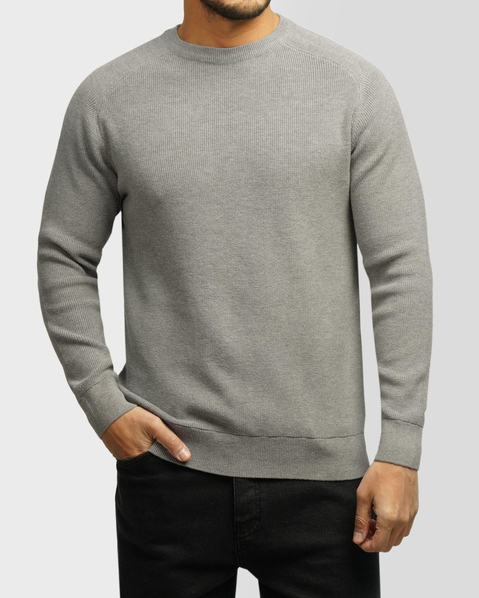 خرید و قیمت پلیور بافت یقه گرد مردانه طوسی 84442180