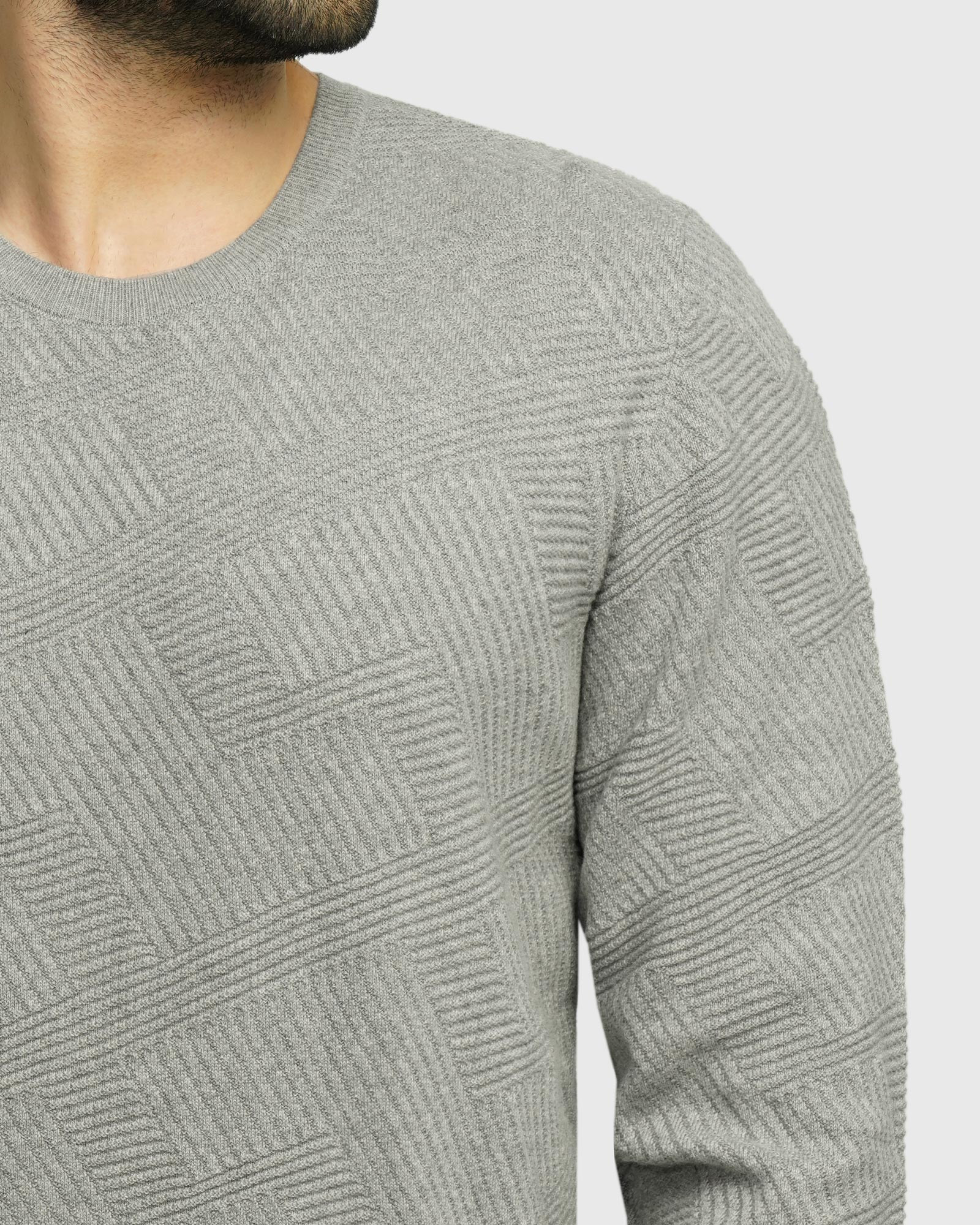 خرید و قیمت پلیور یقه گرد مردانه طوسی 24458148