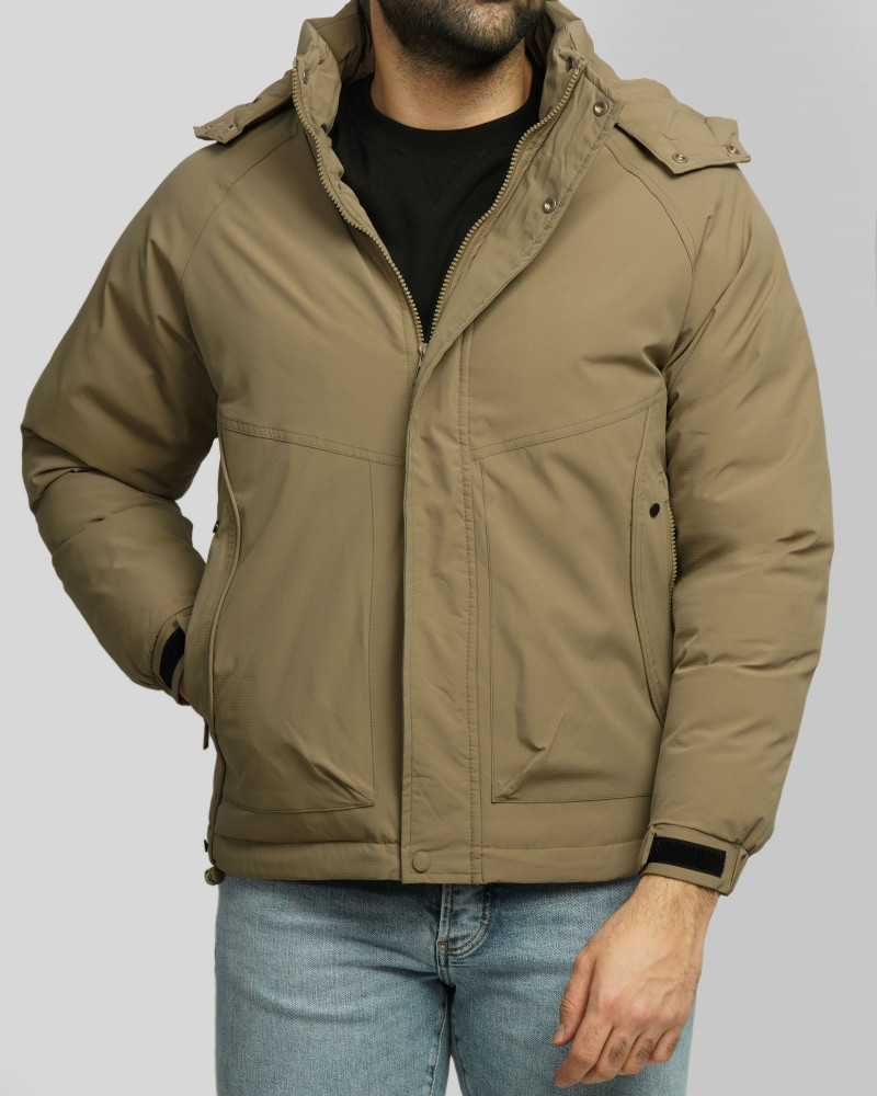 کاپشن مردانه کلاه دار سبز 24416417