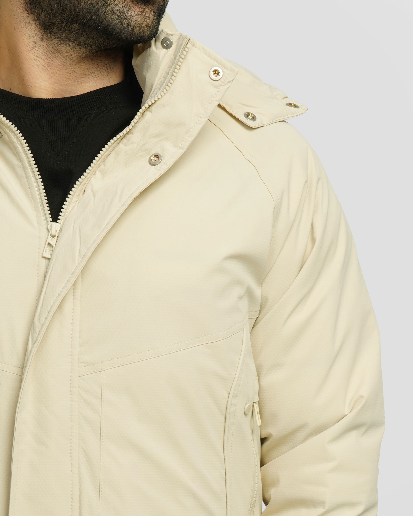 کاپشن مردانه کلاه دار کرم 24416417