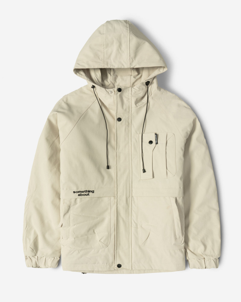 کاپشن مردانه کلاه دار کرم روشن 24416418